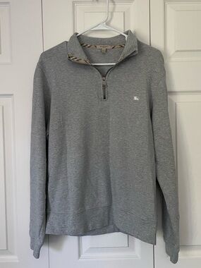 Burberry Gray Half-Zip Pullover Sweatshirt